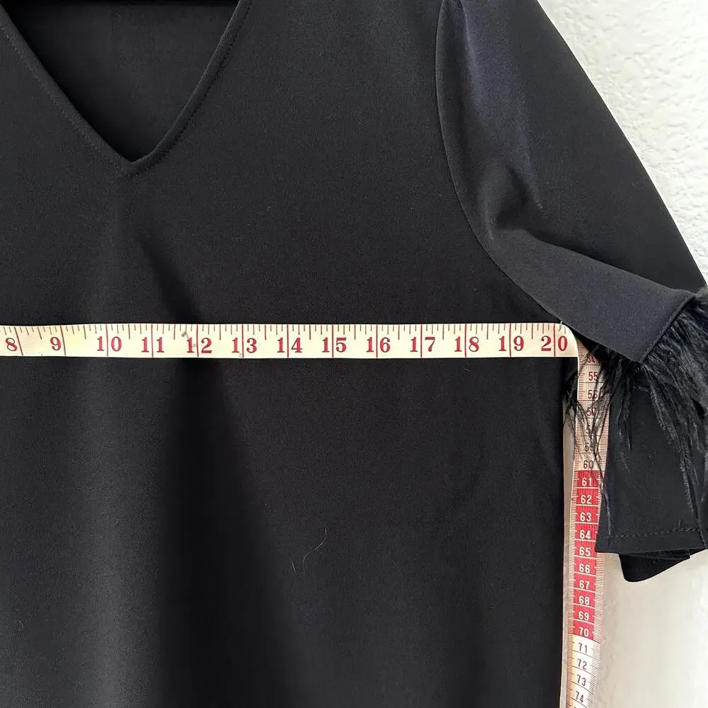 Adrianna Papell Women's Black Top Statement Sleeves Sz Medium Formal Old Money - Picture 10 of 10